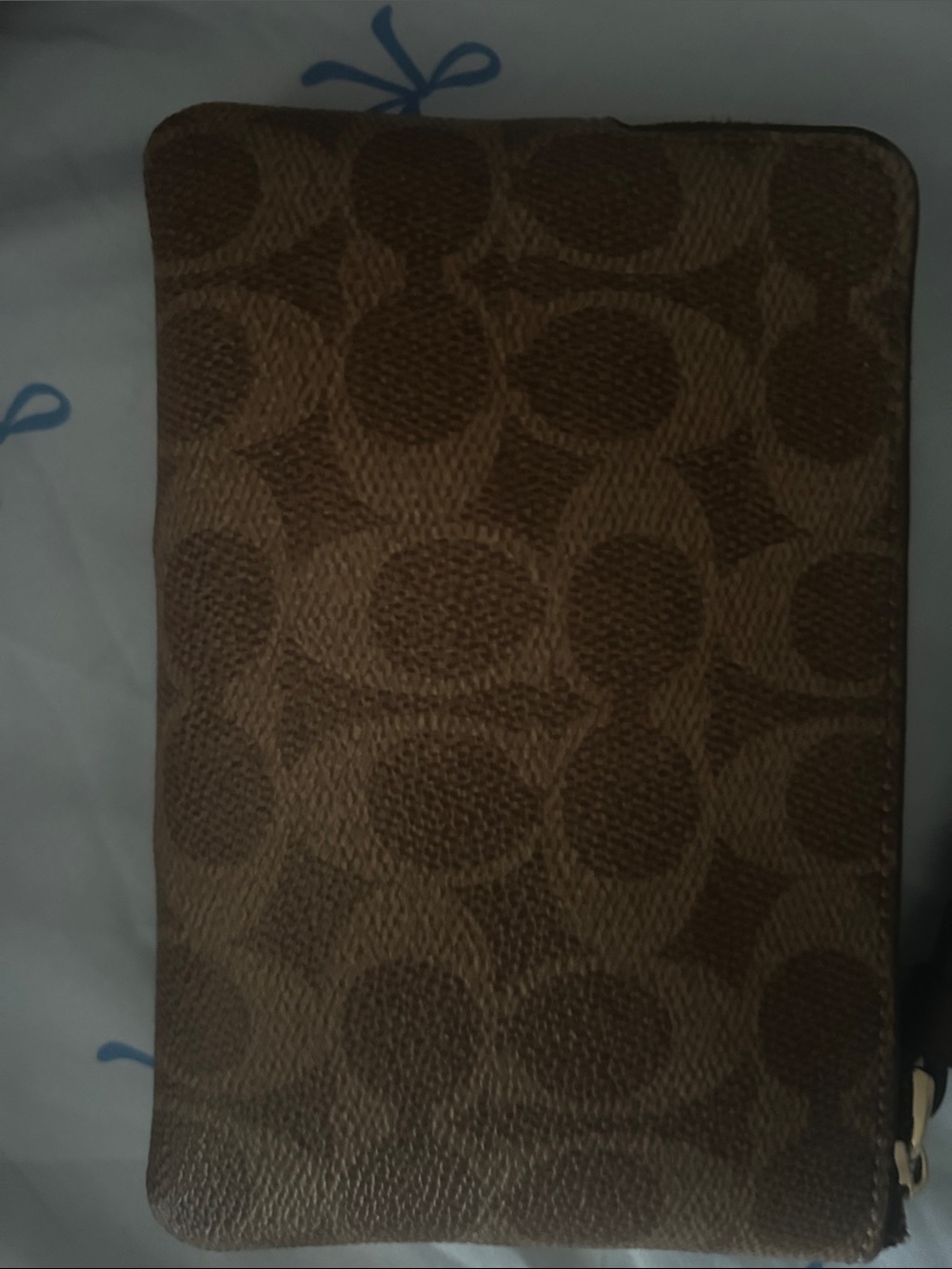 Brown Signature-Pattern Men's Zip Pouch
